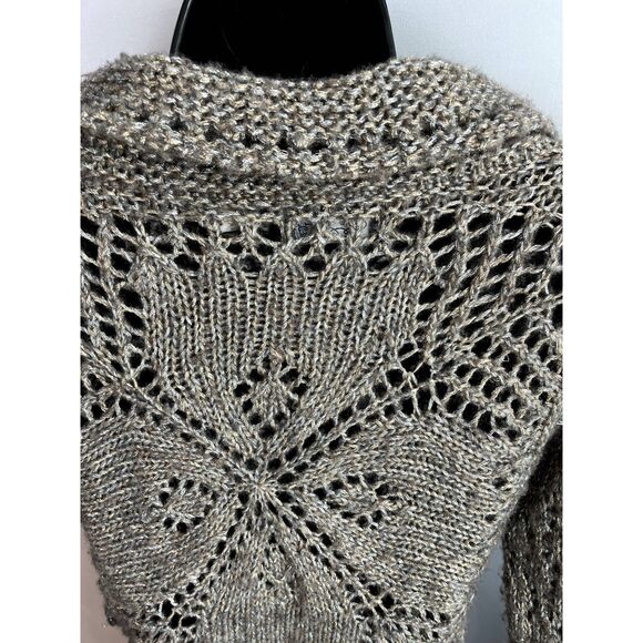 Anthropologie Hand Knit by Dollie Wool Blend Y2K Brown Sweater Knit Collar sz M - Picture 6 of 12